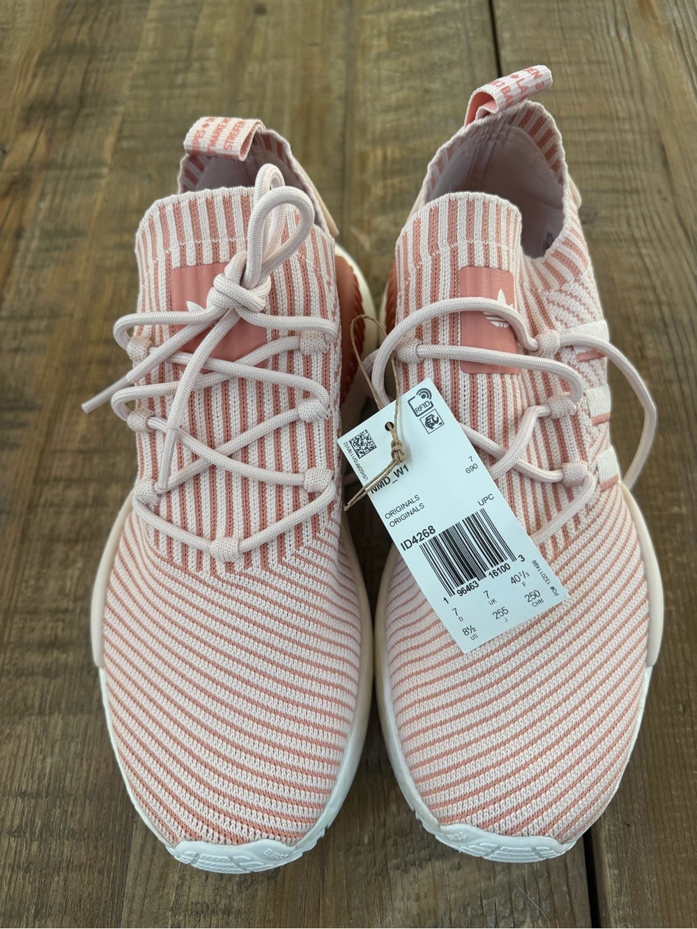 adidas Pink and White Knit NMD Slip-On Sneakers